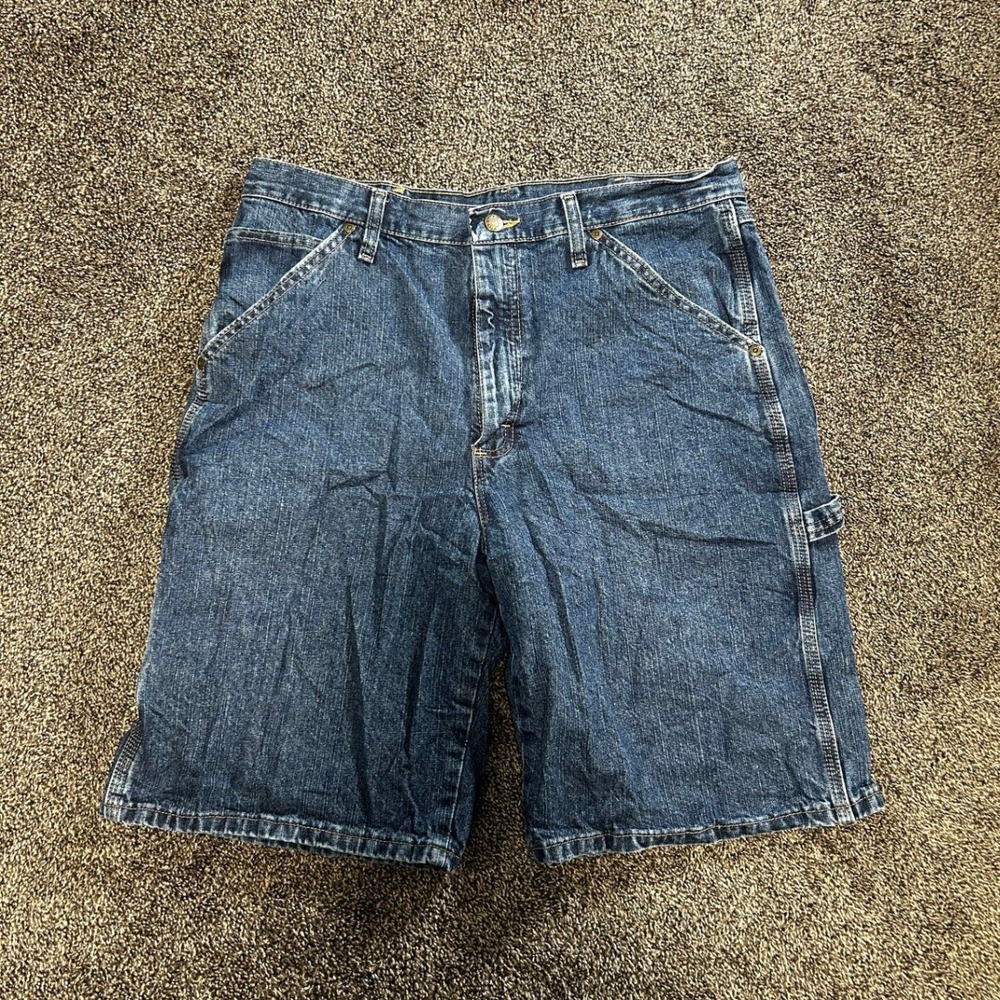 Old Mill Carpenter Shorts Mens 34 Blue Excellent Denim Workwear Utility Pocket